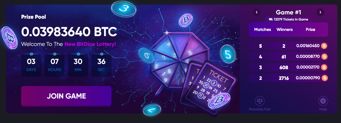 Bitdice lottery